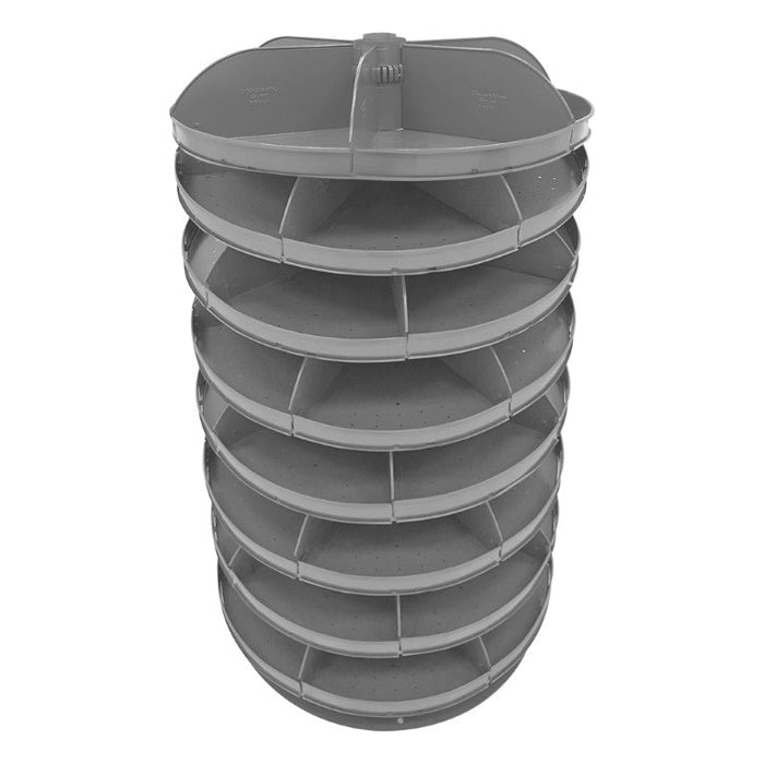 1208-95 28" Revolving Rotabin, 8 Shelves, 6 Fixed Dividers per Shelf, Up to 24 Compartments per Shelf, Gray