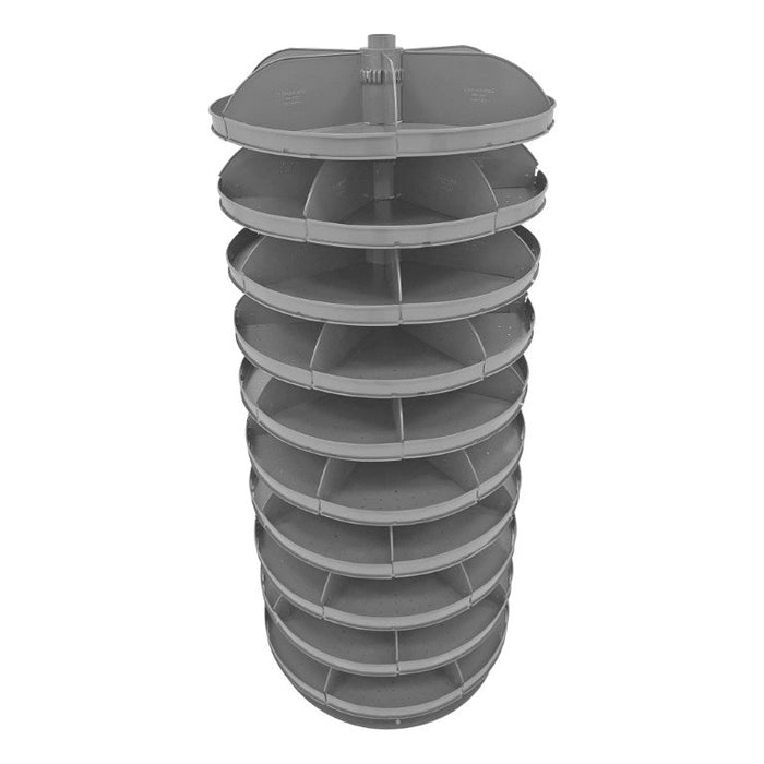 1210-95 28" Revolving Rotabin, 10 Shelves, 6 Fixed Dividers per Shelf, Up to 24 Compartments per Shelf, Gray