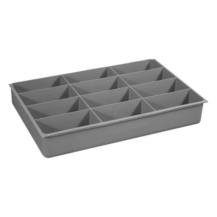 124-95-12-IND Large, Polypropylene, 12 Compartment Insert, Gray