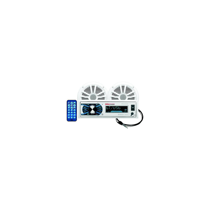 Boss Audio MCK632WB6 Single-DIN AM/FM Receiver with Bluetooth and 6.5" Weatherproof Speakers – White