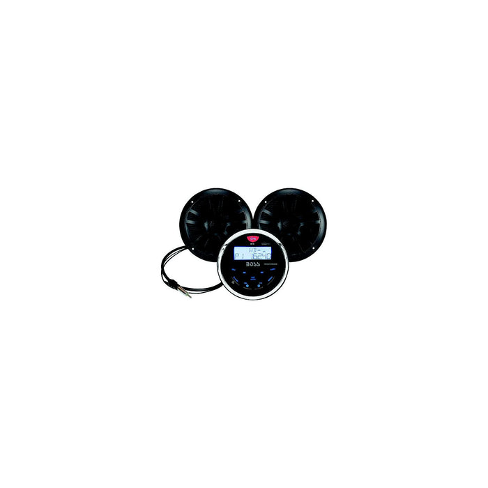 Boss Audio MCKGB350B6 Bluetooth In-Dash Gauge Receiver with 6.5" Black Marine Speakers