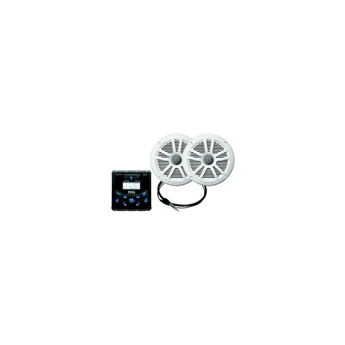 Boss MCKGB450W6 Bluetooth In-Dash Marine Gauge Receiver with 6.5" White Speakers