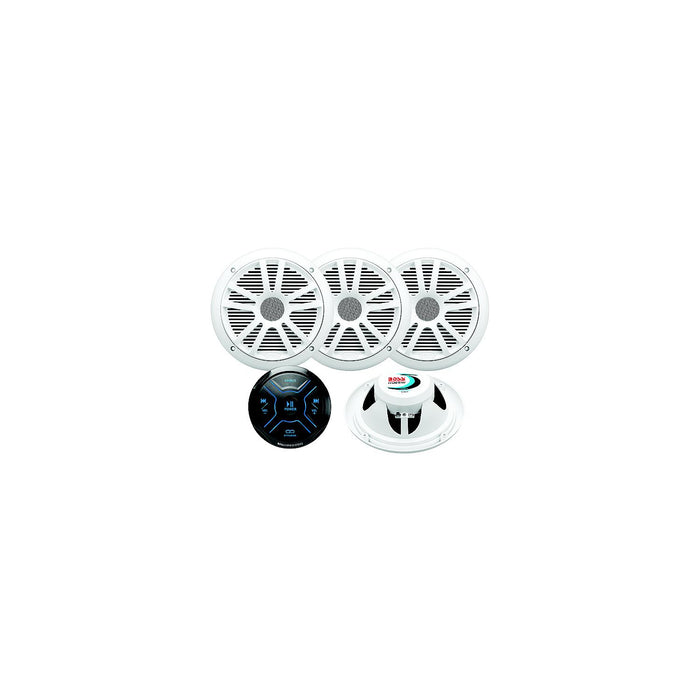 Boss MG250W64 Bluetooth Marine Gauge Receiver Kit with Four 6.5" White Speakers