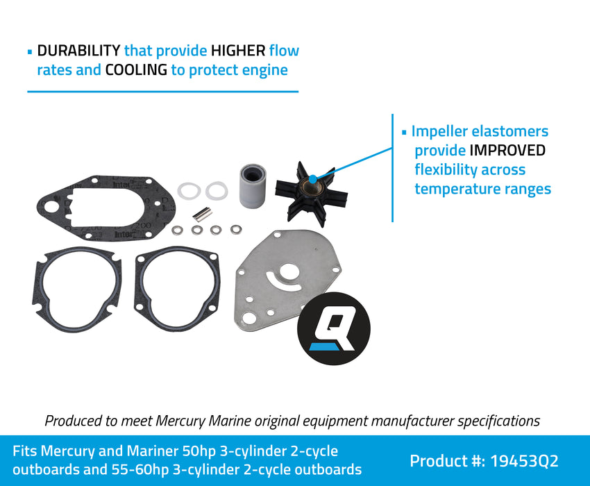 Quicksilver 19453Q2 Water Pump Impeller Repair Kit for Select Mercury and Mariner Outboards