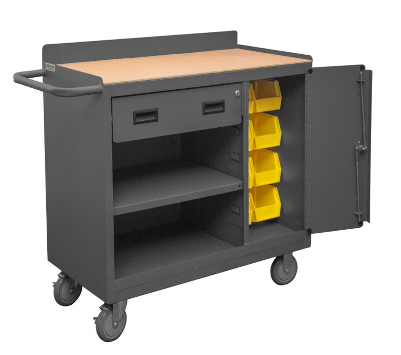 2212A-BLP-8B-LU-95 Mobile Bench Cabinet, 8 Yellow Bins