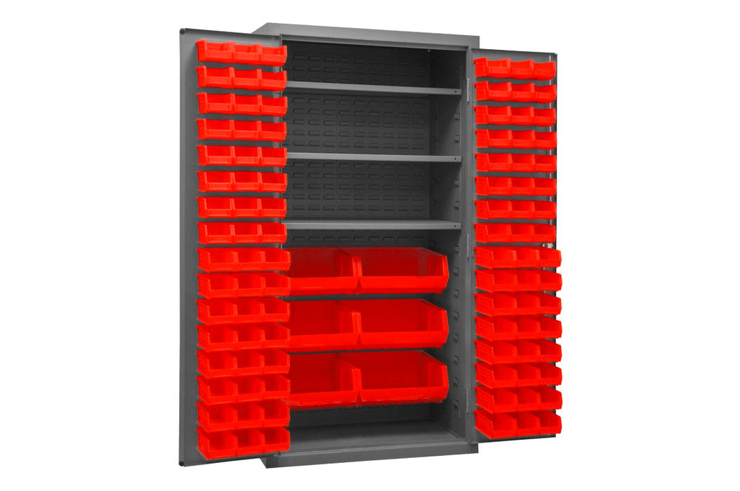 2501-BDLP-102-3S-1795 Cabinet, 3 Shelves, 102 Red Bins