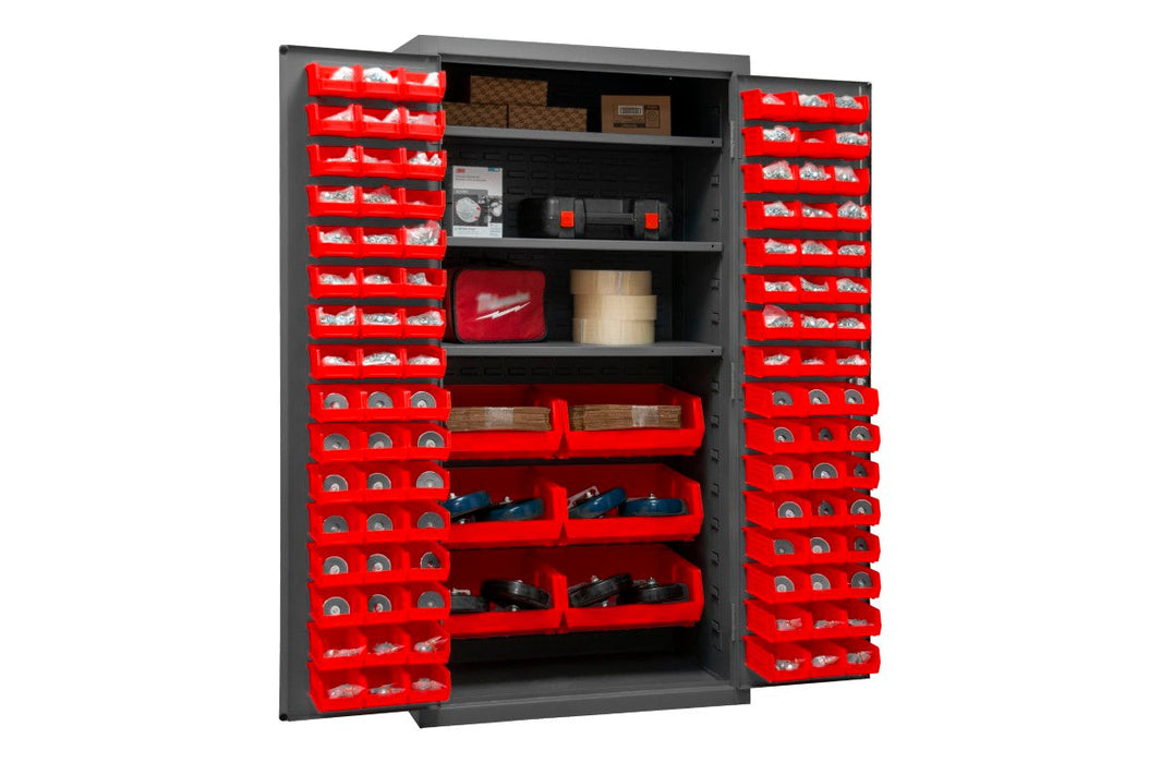 2501-BDLP-102-3S-1795 Cabinet, 3 Shelves, 102 Red Bins