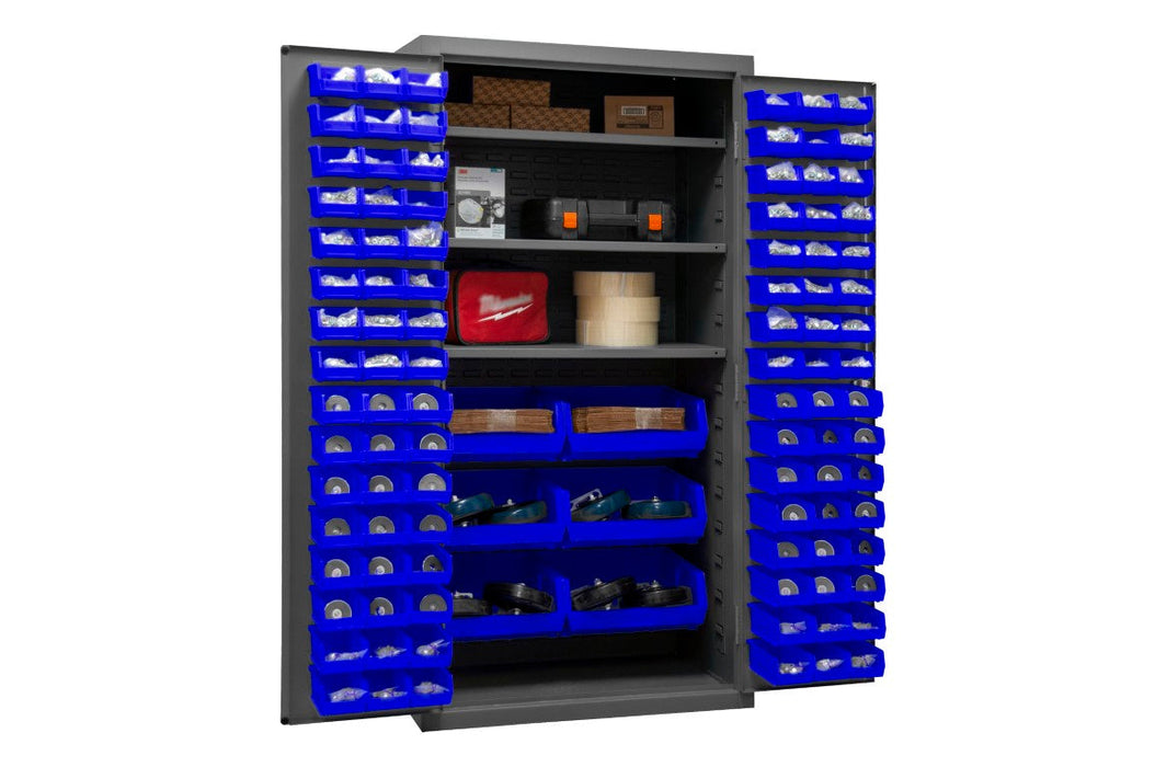 2501-BDLP-102-3S-5295 Cabinet, 3 Shelves, 102 Blue Bins