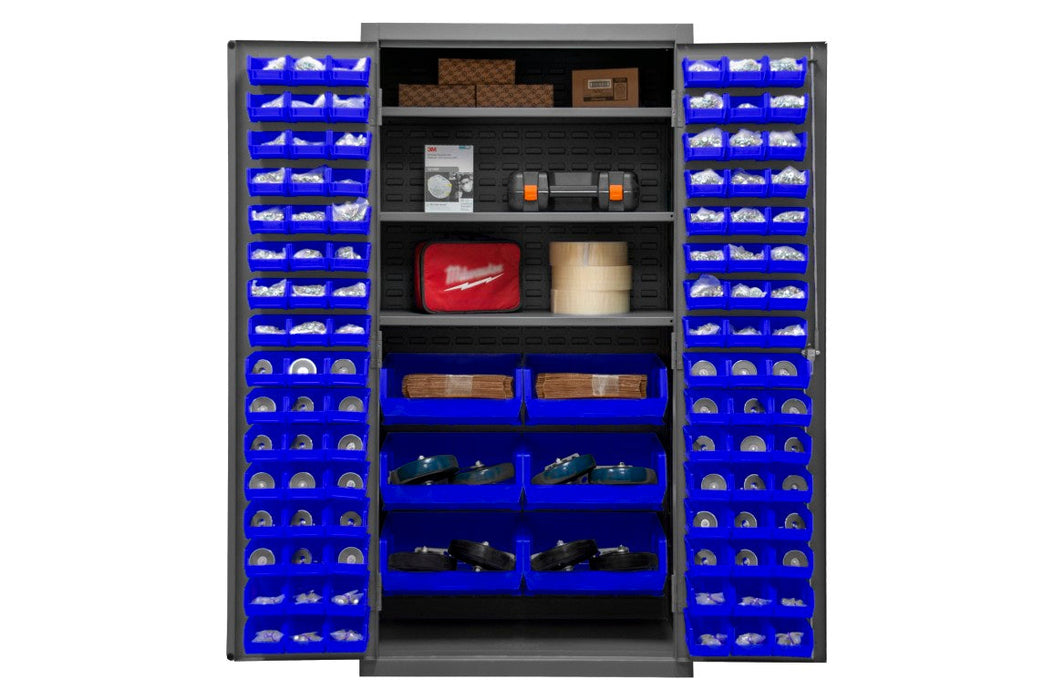 2501-BDLP-102-3S-5295 Cabinet, 3 Shelves, 102 Blue Bins