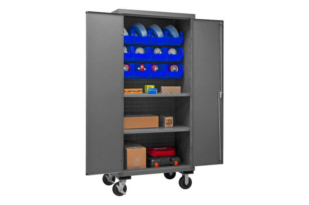 2501M-BLP-12-2S-5295 Mobile Cabinet, 2 Shelves, 12 Blue Bins