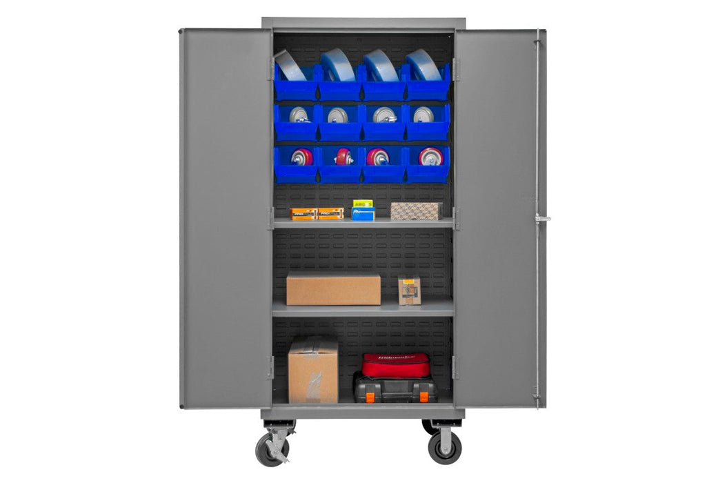 2501M-BLP-12-2S-5295 Mobile Cabinet, 2 Shelves, 12 Blue Bins