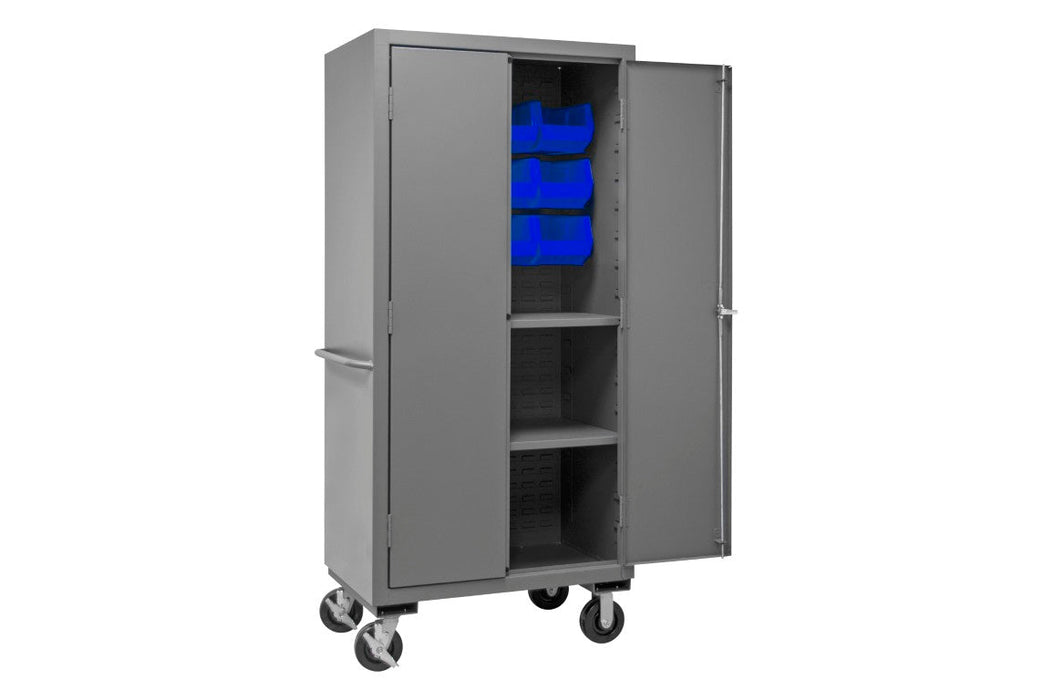 2501M-BLP-12-2S-5295 Mobile Cabinet, 2 Shelves, 12 Blue Bins
