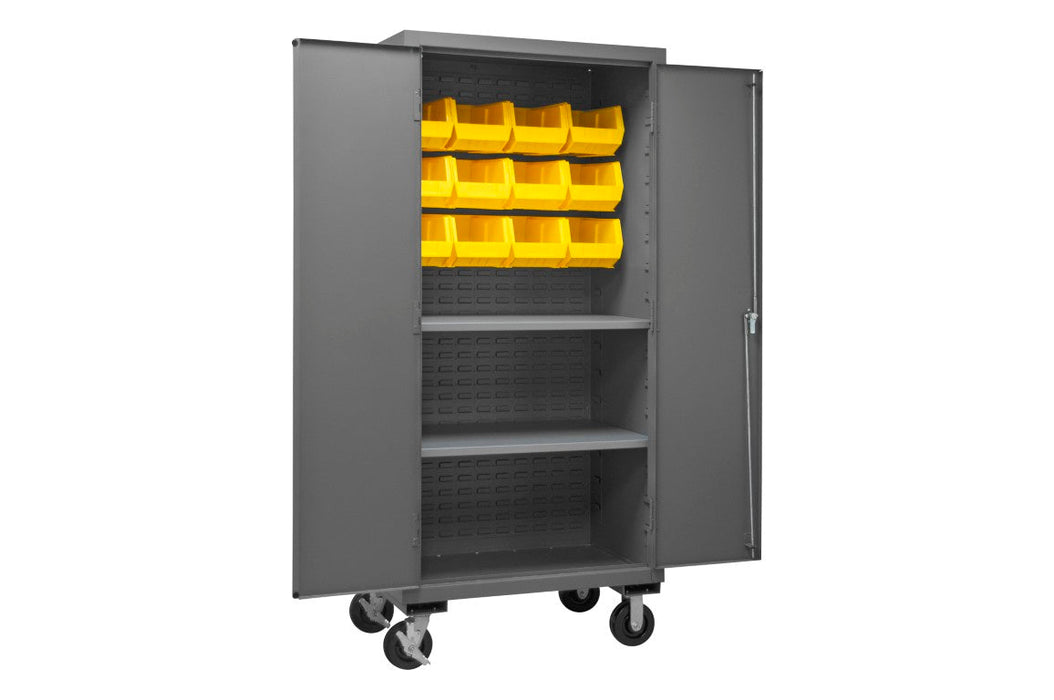 2501M-BLP-12-2S-95 Mobile Cabinet, 2 Shelves, 12 Bins
