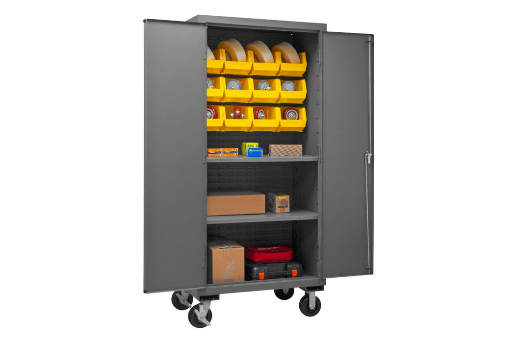 2501M-BLP-12-2S-95 Mobile Cabinet, 2 Shelves, 12 Bins