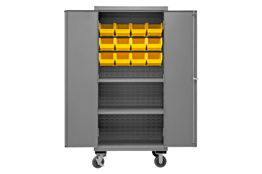 2501M-BLP-12-2S-95 Mobile Cabinet, 2 Shelves, 12 Bins