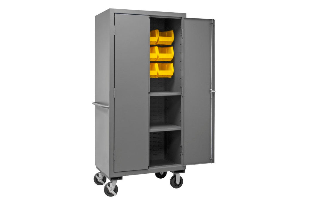 2501M-BLP-12-2S-95 Mobile Cabinet, 2 Shelves, 12 Bins