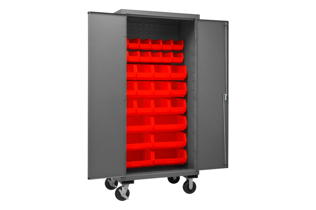 2501M-BLP-30-1795 Mobile Cabinet, 30 Red Bins