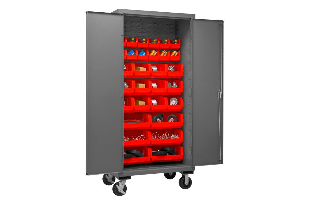 2501M-BLP-30-1795 Mobile Cabinet, 30 Red Bins