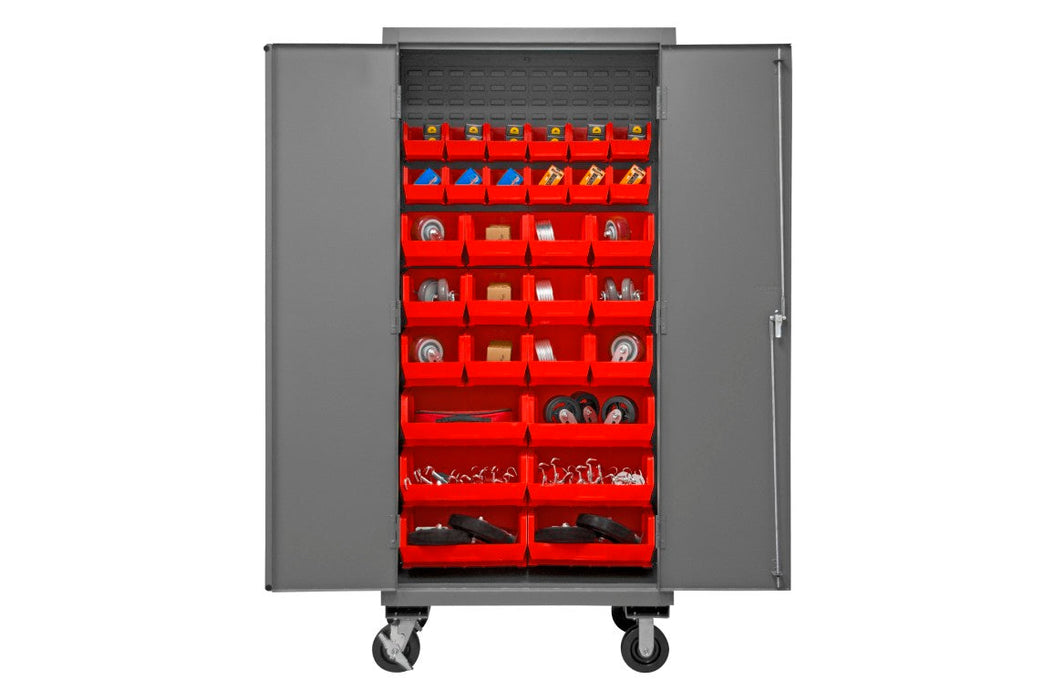2501M-BLP-30-1795 Mobile Cabinet, 30 Red Bins
