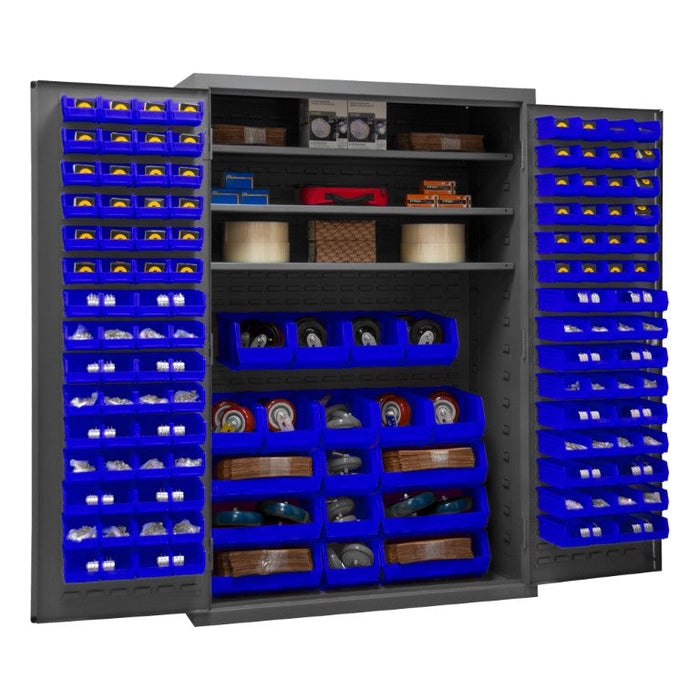 2502-138-3S-5295 Cabinet, 3 Shelves, 138 Blue Bins