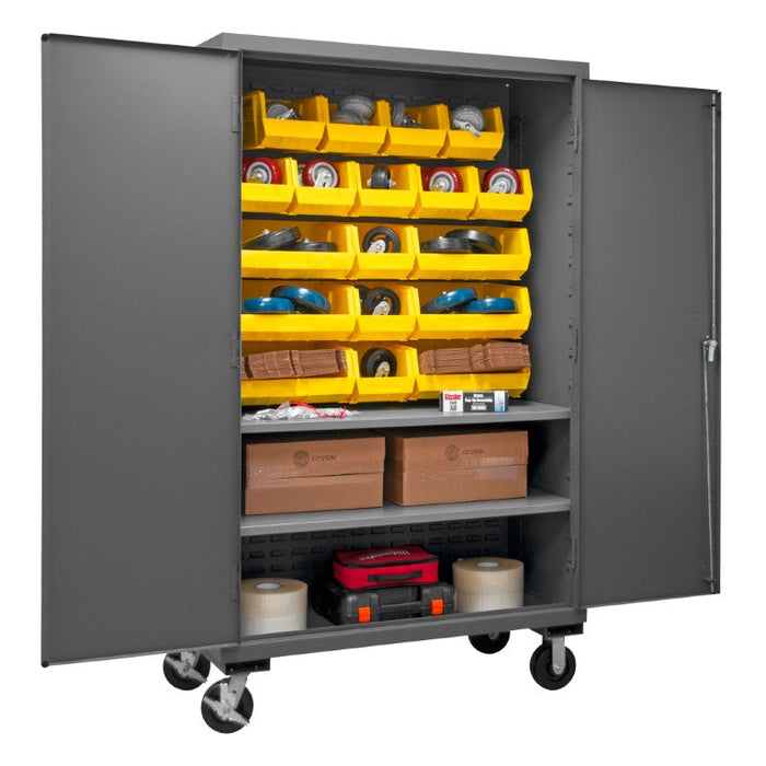 2502M-BLP-18-2S-95 Mobile Cabinet, 2 Shelves, 18 Bins