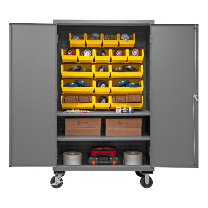 2502M-BLP-18-2S-95 Mobile Cabinet, 2 Shelves, 18 Bins