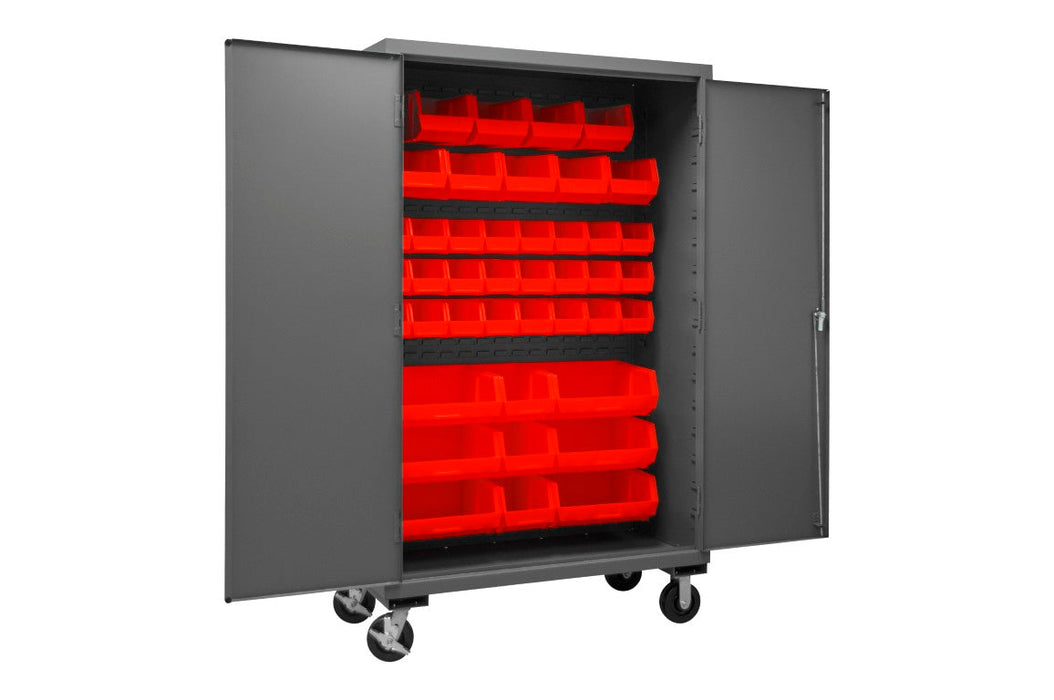 2502M-BLP-42-1795 Mobile Cabinet, 42 Red Bins