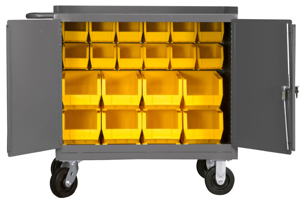 3100-BLP-20-95 Mobile Bench Cabinet, 20 Yellow Bins