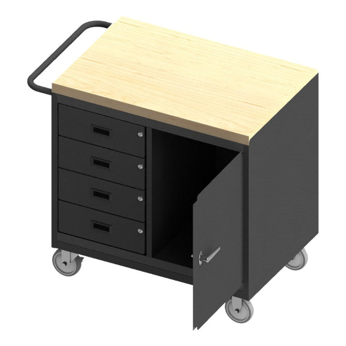 3121-MT-95 Mobile Bench Cabinet, 4 Drawer, Maple