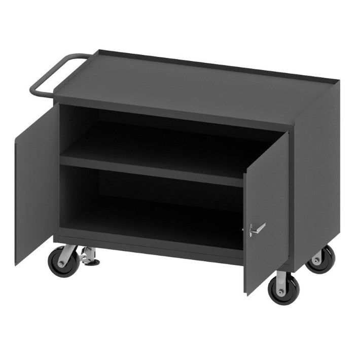 3412-FL-95 Mobile Bench Cabinet, 2 Door, Steel Top
