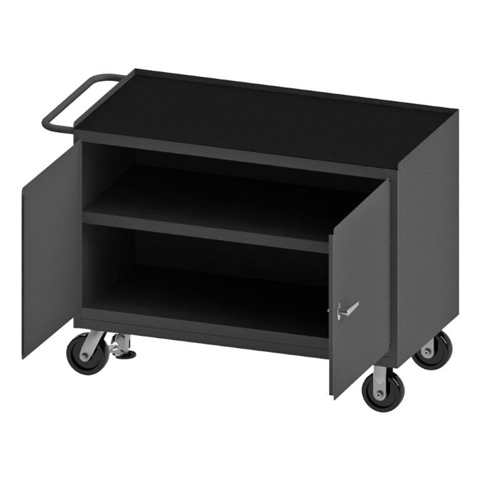 3412-RM-FL-95 Mobile Bench Cabinet, Black Rubber Mat