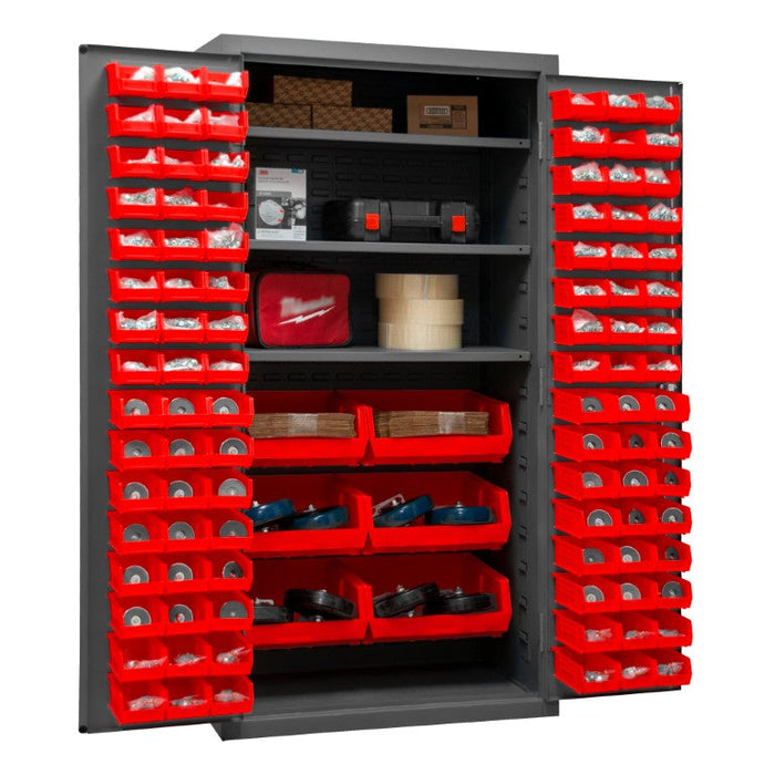 3501-BDLP-102-3S-1795 Cabinet, 3 Shelves, 102 Red Bins