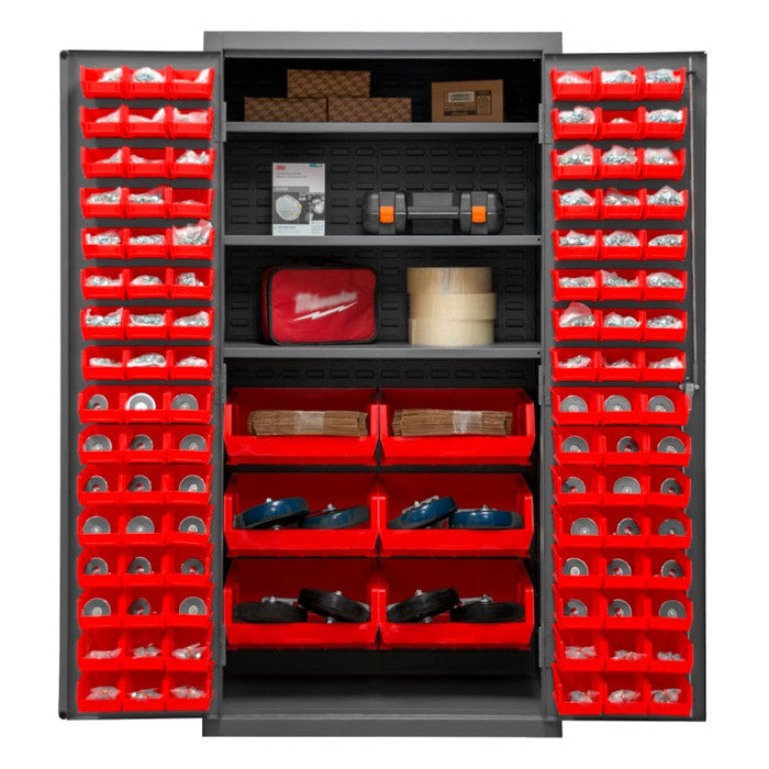 3501-BDLP-102-3S-1795 Cabinet, 3 Shelves, 102 Red Bins