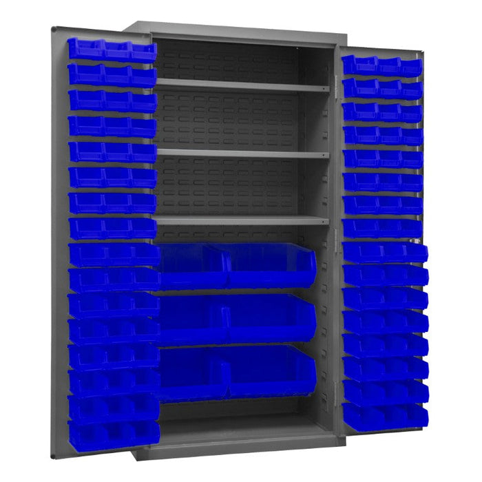 3501-BDLP-102-3S-5295 Cabinet, 3 Shelves, 102 Blue Bins