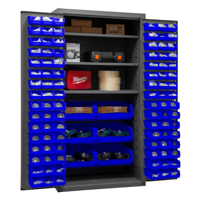 3501-BDLP-102-3S-5295 Cabinet, 3 Shelves, 102 Blue Bins