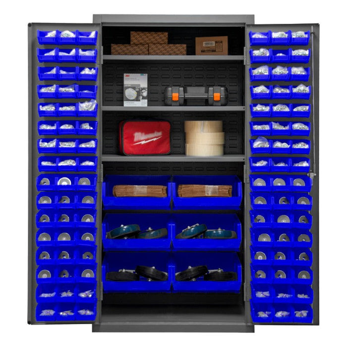 3501-BDLP-102-3S-5295 Cabinet, 3 Shelves, 102 Blue Bins