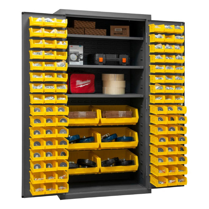 3501-BDLP-102-3S-95 Cabinet, 3 Shelves, 102 Yellow Bins