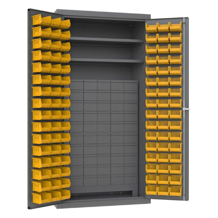 3501-DLP-60DR11-96-2S-95 Cabinet, 2 Shelves, 96 Yellow Bins