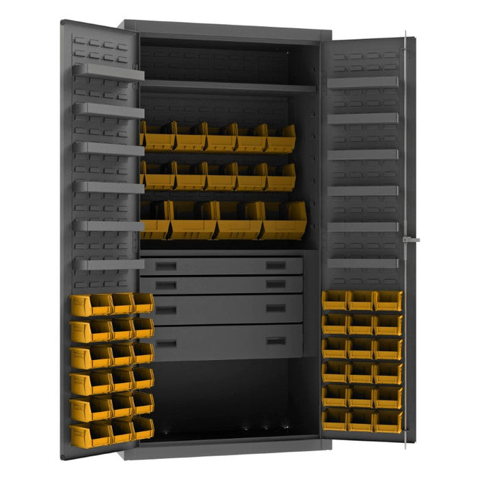 3501524RDR-95 4 Drawer Cabinet, 2 Shelves, 52 Bins
