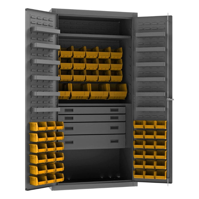 3501584RDR-95 4 Drawer Cabinet, 2 Shelves, 58 Bins