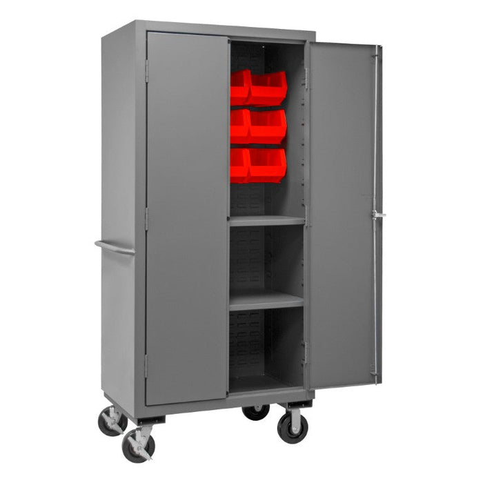 3501M-BLP-12-2S-1795 Mobile Cabinet, 2 Shelves, 12 Red Bins