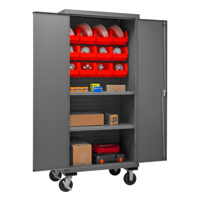3501M-BLP-12-2S-1795 Mobile Cabinet, 2 Shelves, 12 Red Bins