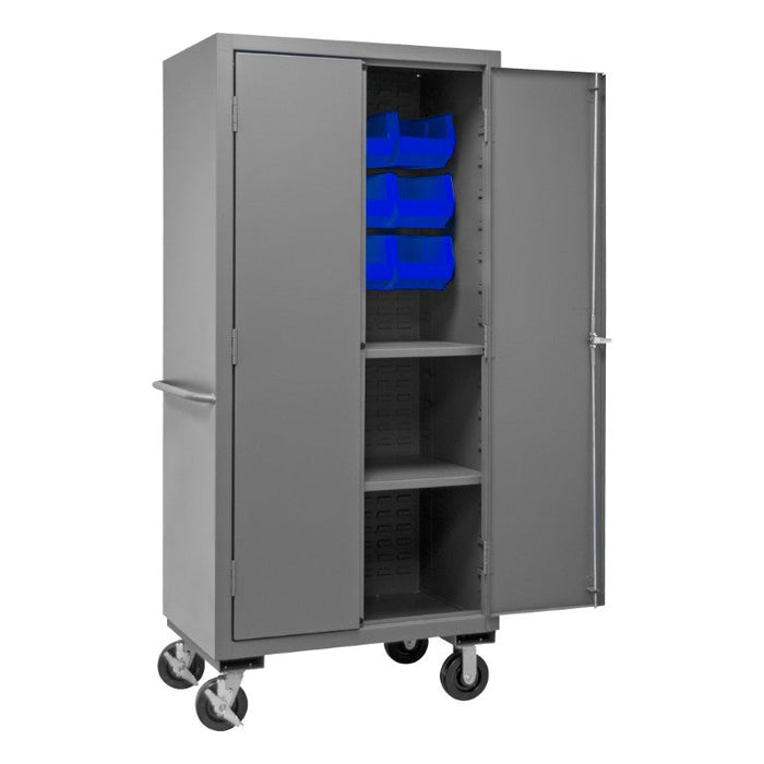 3501M-BLP-12-2S-5295 Mobile Cabinet, 2 Shelves, 12 Blue Bins