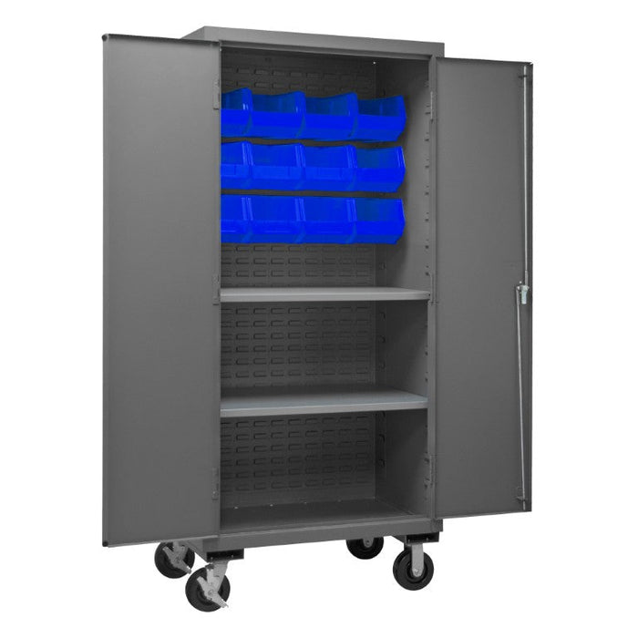 3501M-BLP-12-2S-5295 Mobile Cabinet, 2 Shelves, 12 Blue Bins