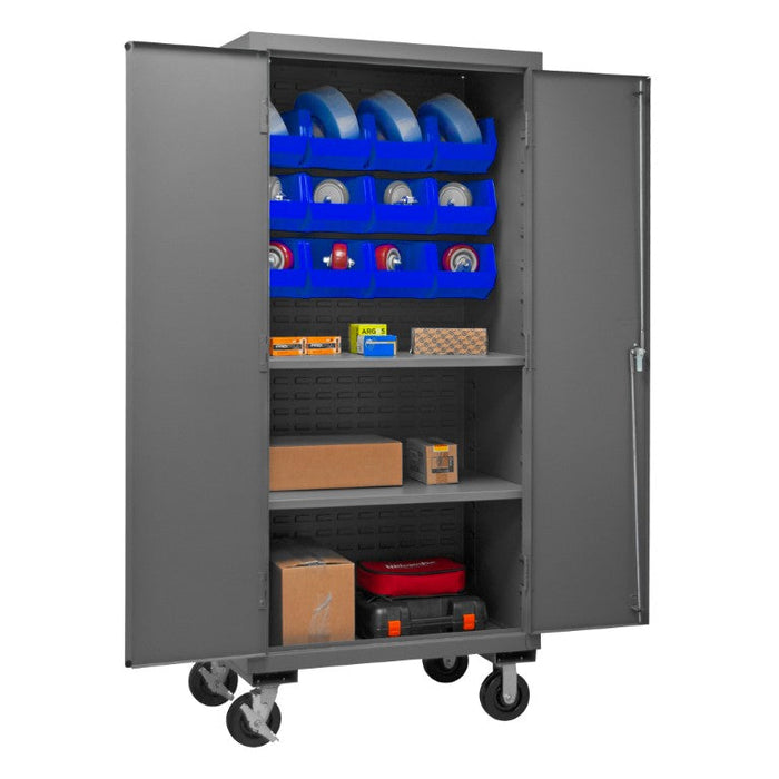 3501M-BLP-12-2S-5295 Mobile Cabinet, 2 Shelves, 12 Blue Bins