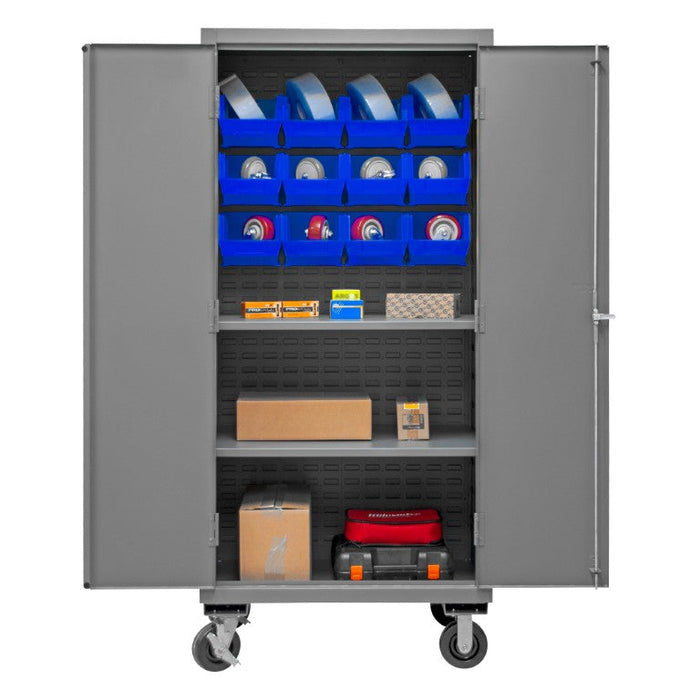 3501M-BLP-12-2S-5295 Mobile Cabinet, 2 Shelves, 12 Blue Bins
