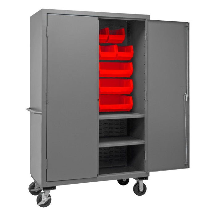 3502M-BLP-18-2S-1795 Mobile Cabinet, 2 Shelves, 18 Red Bins