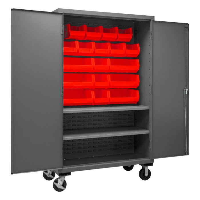 3502M-BLP-18-2S-1795 Mobile Cabinet, 2 Shelves, 18 Red Bins