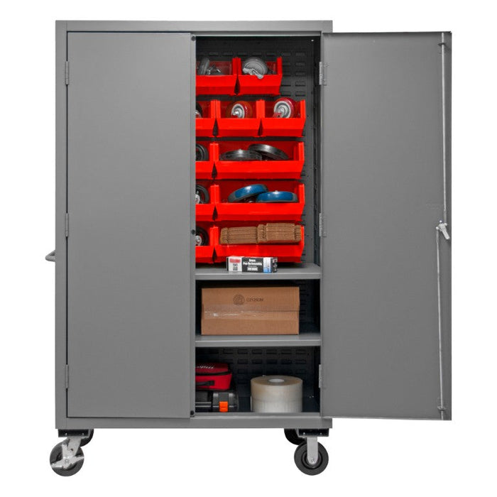 3502M-BLP-18-2S-1795 Mobile Cabinet, 2 Shelves, 18 Red Bins