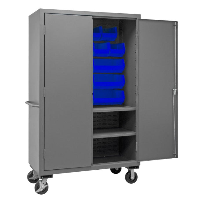 3502M-BLP-18-2S-5295 Mobile Cabinet, 2 Shelves, 18 Blue Bins